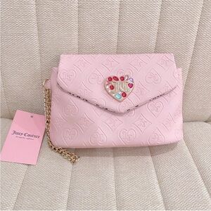 NEW Juicy Couture Pink Clay Glitz‎ Out Mini Wristlet with Chain Detail